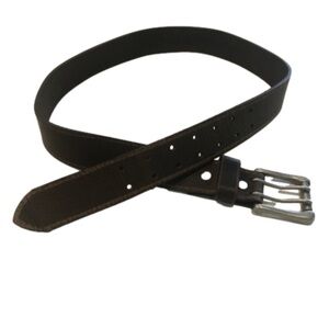 Old Navy brown leather belt unisex silver tone 2 prong buckle Size M